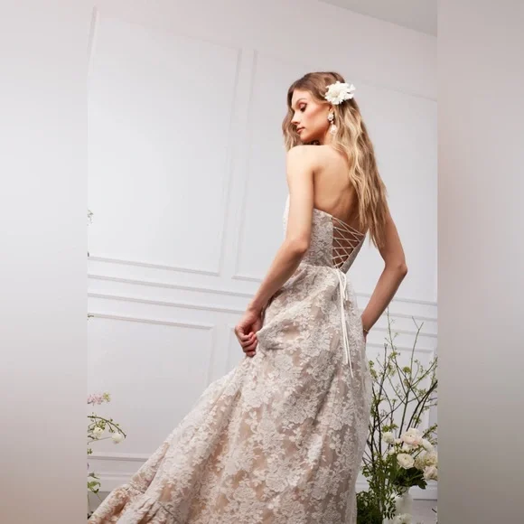 NEW NWT V. Chapman Charlotte Lace Strapless Maxi Gown Anthropologie - Picture 3 of 10